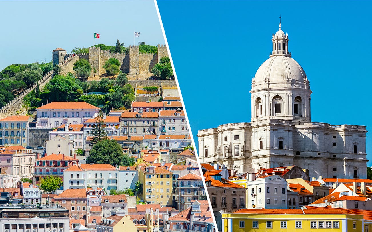 National Pantheon and St. George’s Castle in Lisbon, Portugal.