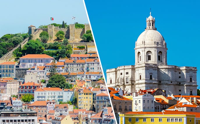 National Pantheon and St. George’s Castle in Lisbon, Portugal.