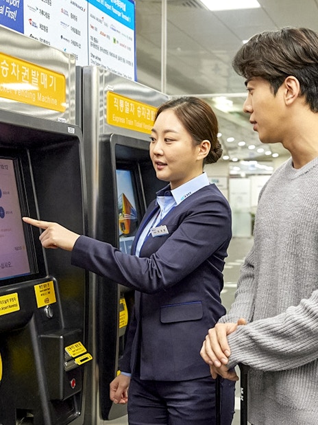 Ticket machine at Incheon Airport for Seoul Station round trip.