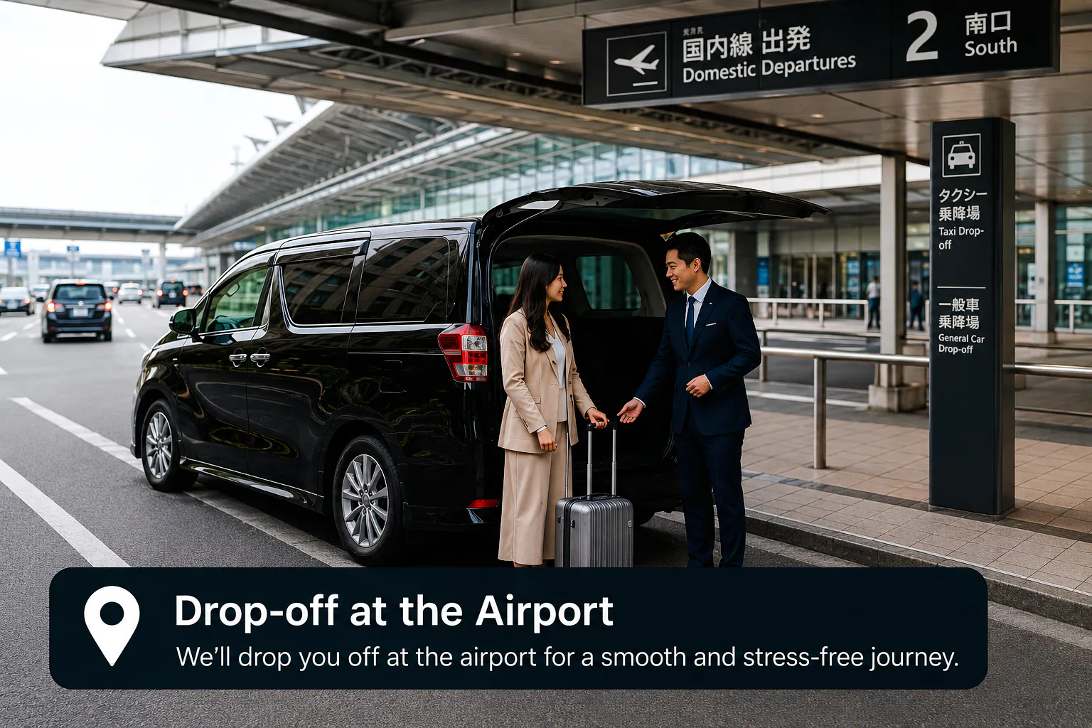 Private car transfer service from Yoichi Town Center to New Chitose Airport