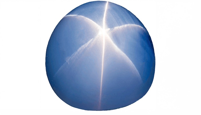 Star of India sapphire is displayed in the Hall of Gems and Minerals, American Museum of Natural History.