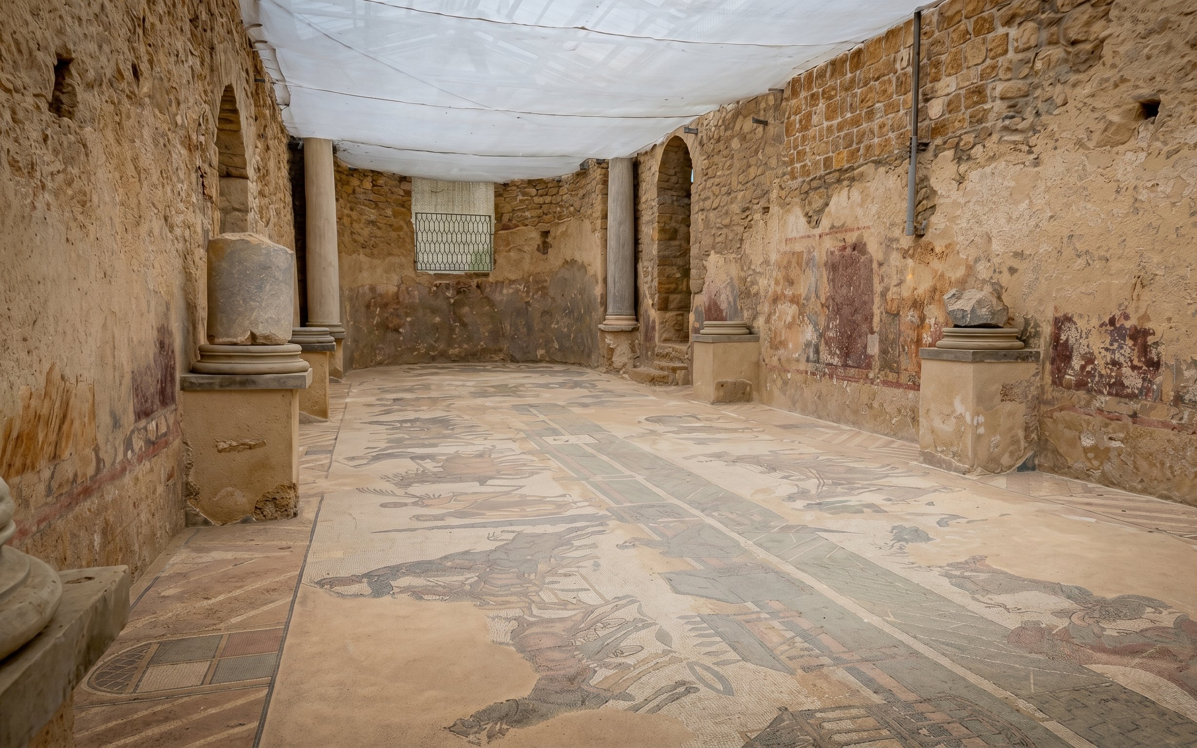 Ancient Roman mosaics in Villa Romana del Casale, Piazza Armerina, Sicily.