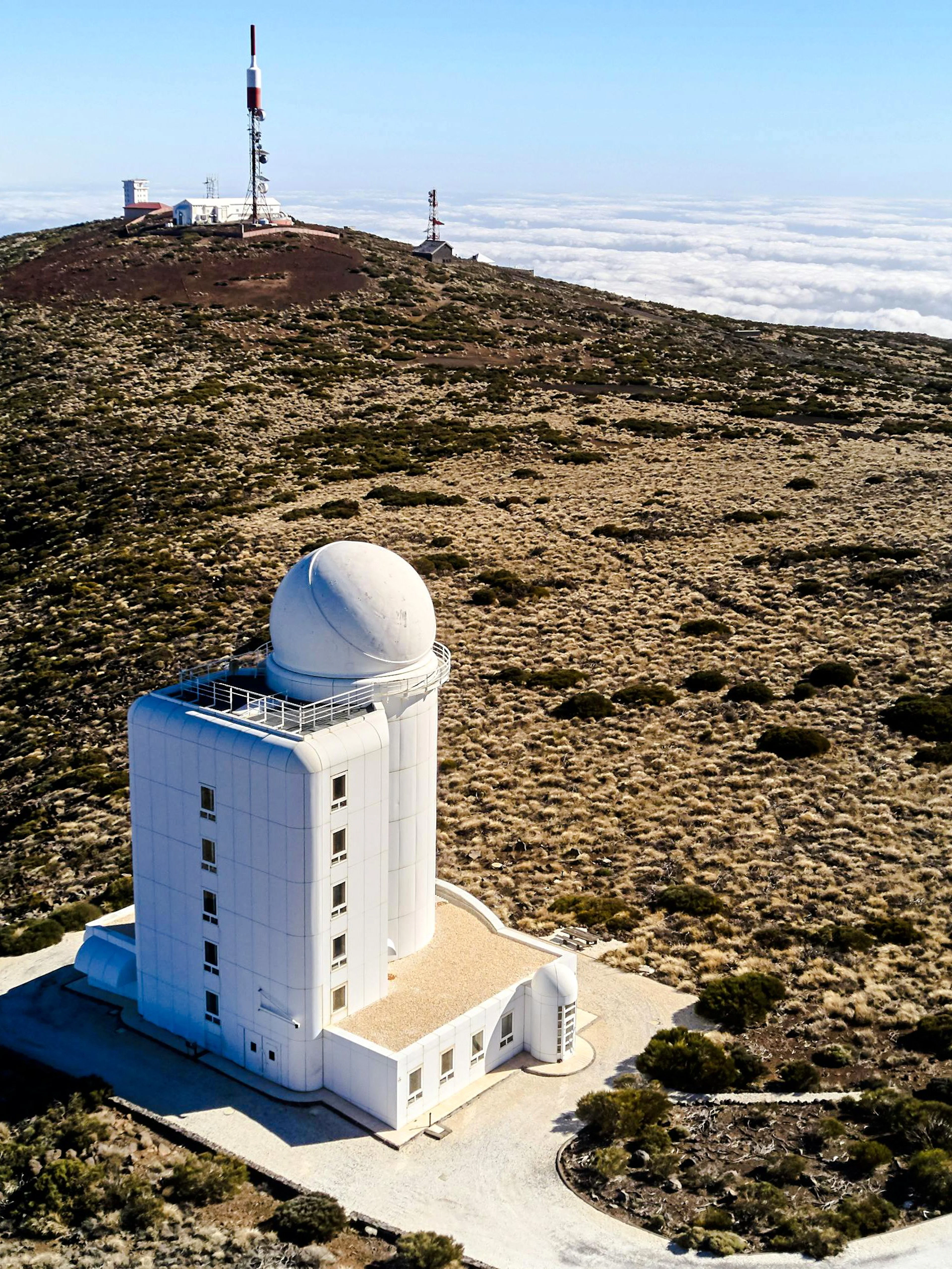 Aerial view of observatory near Teide Volcano, Tenerife.