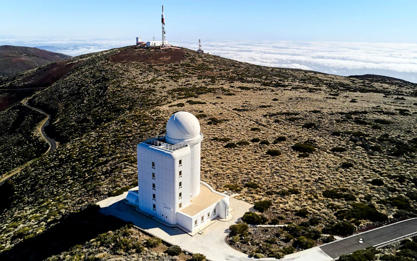 Aerial view of observatory near Teide Volcano, Tenerife.