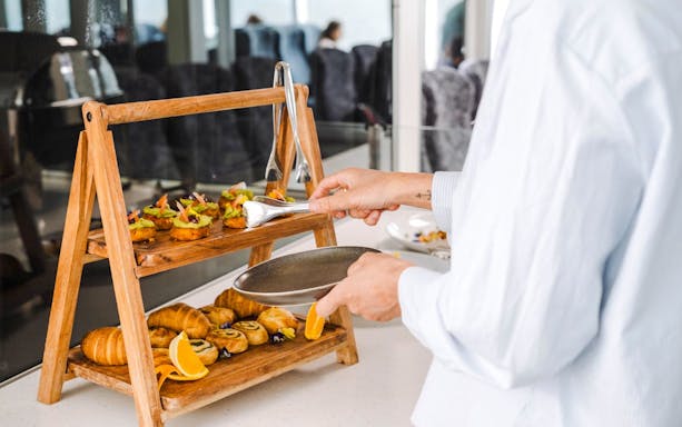 Buffet selection on Milford Sound Nature Cruise with pastries and appetizers.