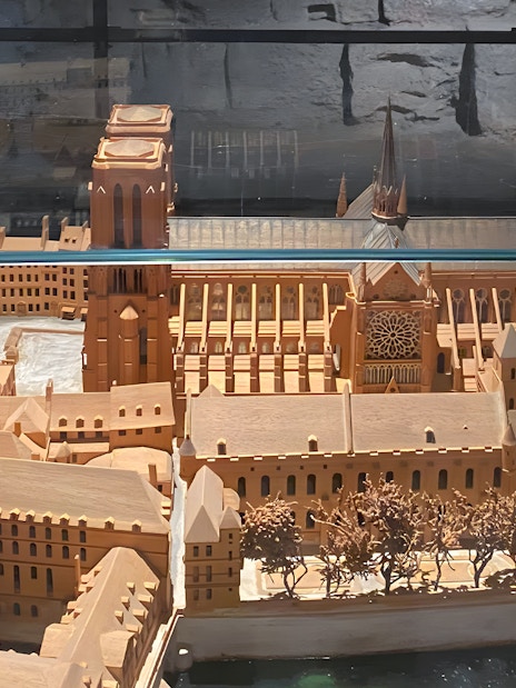 Model of Notre-Dame Cathedral in Paris, featured on the Paris in a Day Guided Tour.