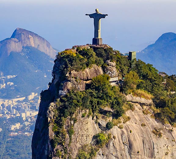 Christ the Redeemer statue atop Corcovado Mountain in Rio de Janeiro, Brazil.