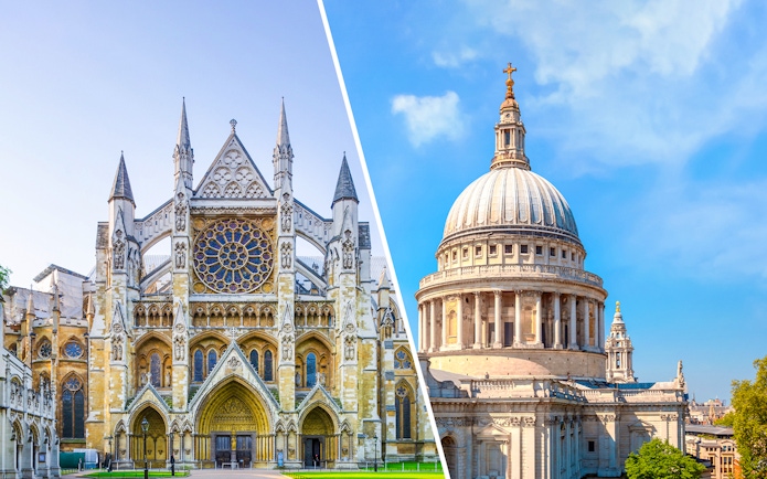 Westminster Abbey and St Paul's Cathedral in London.