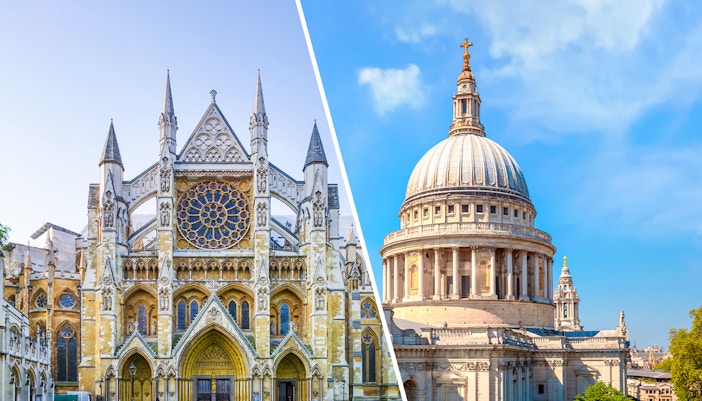 Westminster Abbey and St Paul's Cathedral in London.