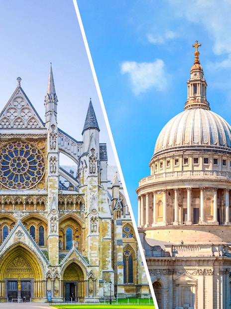 Westminster Abbey and St Paul's Cathedral in London.