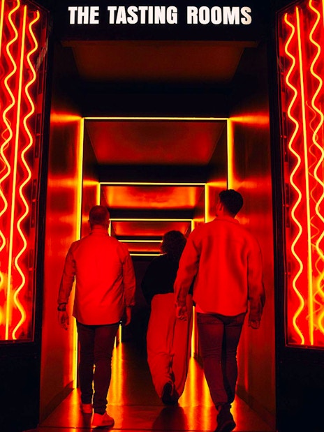 Guests entering the illuminated tasting rooms at the Guinness Storehouse.