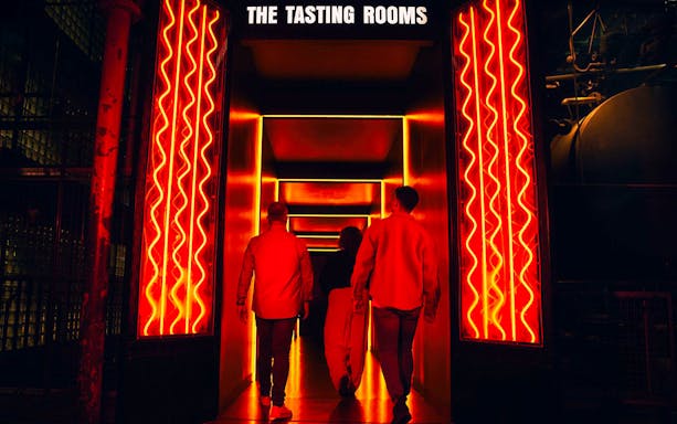 Guests entering the illuminated tasting rooms at the Guinness Storehouse.