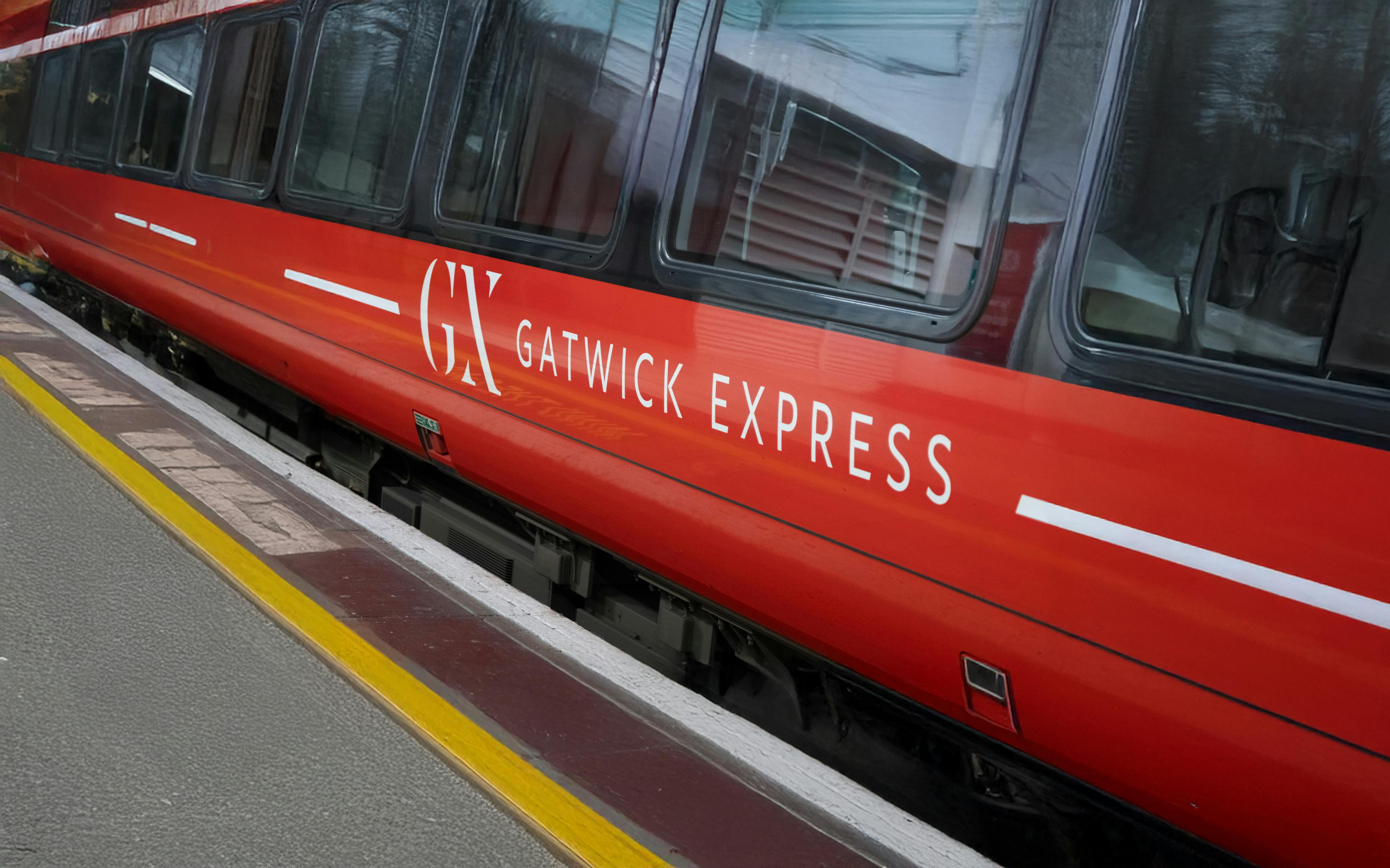 Gatwick Express train at platform for Gatwick Airport day service.