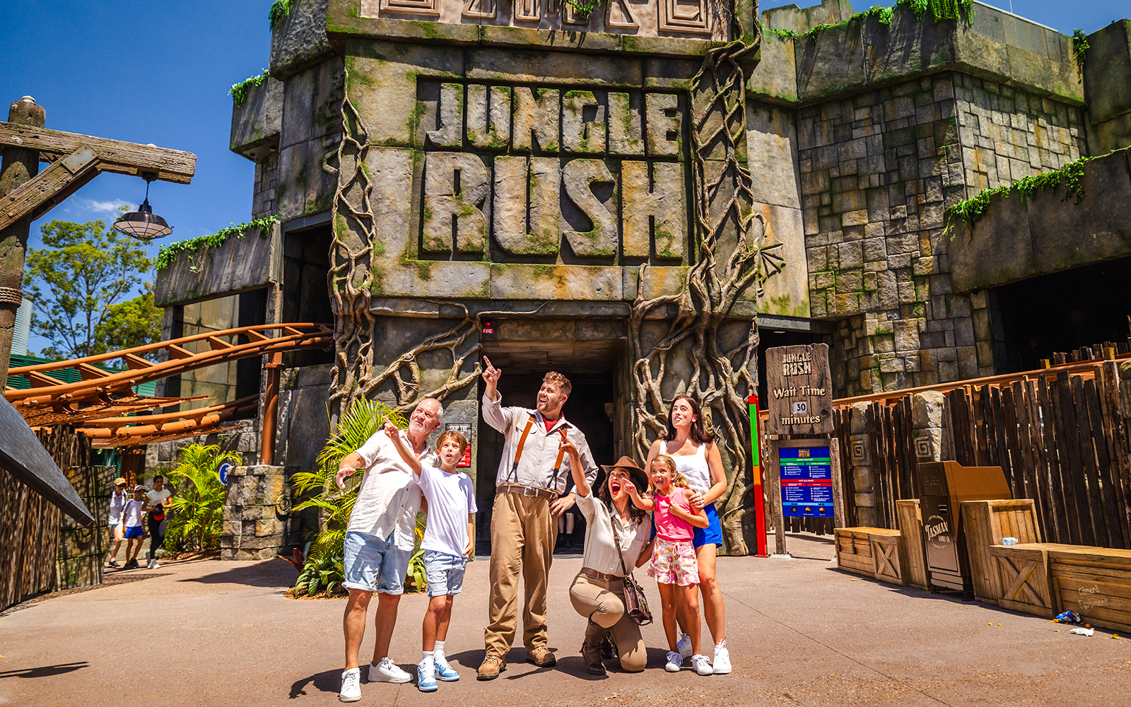 People enjoying Jungle Rush ride at Dreamworld.