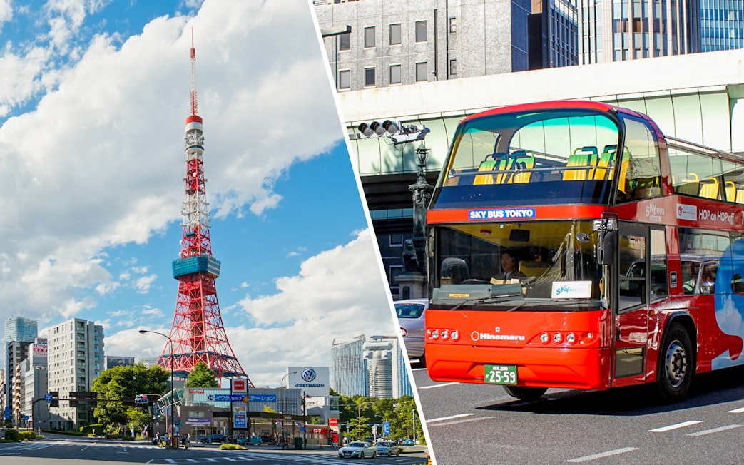 Tokyo Tower and Sky Bus Tokyo tour bus.