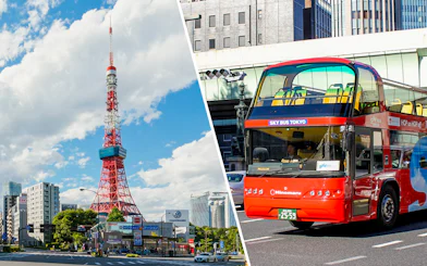 Tokyo Tower and Sky Bus Tokyo tour bus.