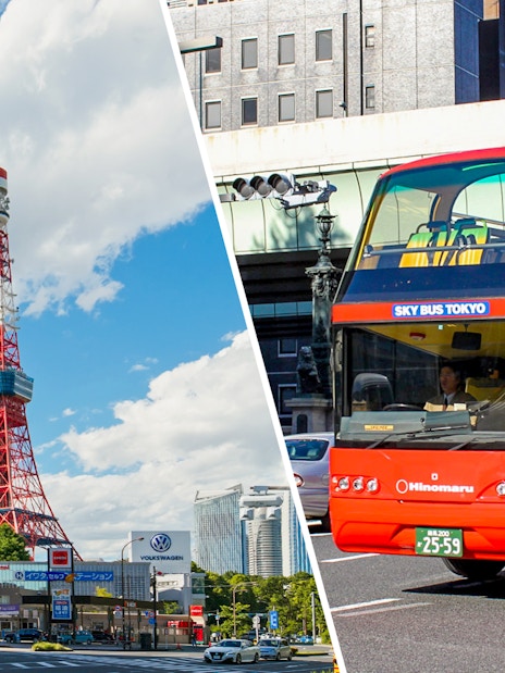Tokyo Tower and Sky Bus Tokyo tour bus.