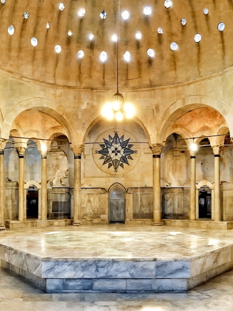 Traditional Turkish Hammam with marble architecture in Istanbul.