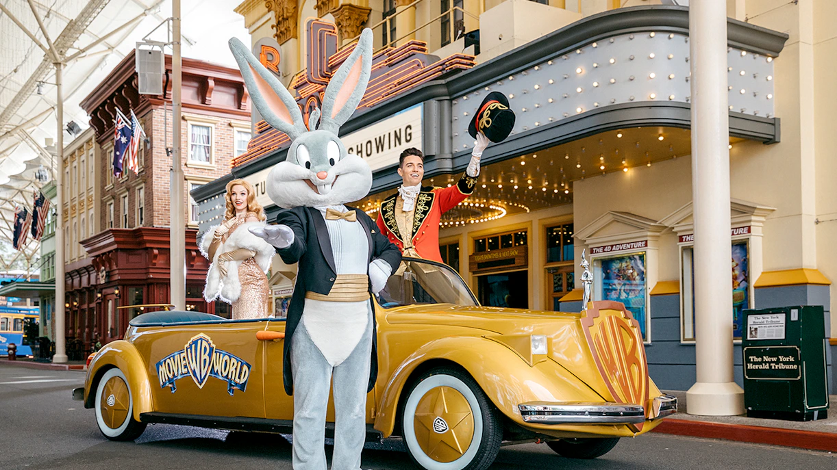 A parade at Warner Bros. Movie World