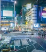 Intersecția Shibuya și Parcul Miyashita (noaptea)