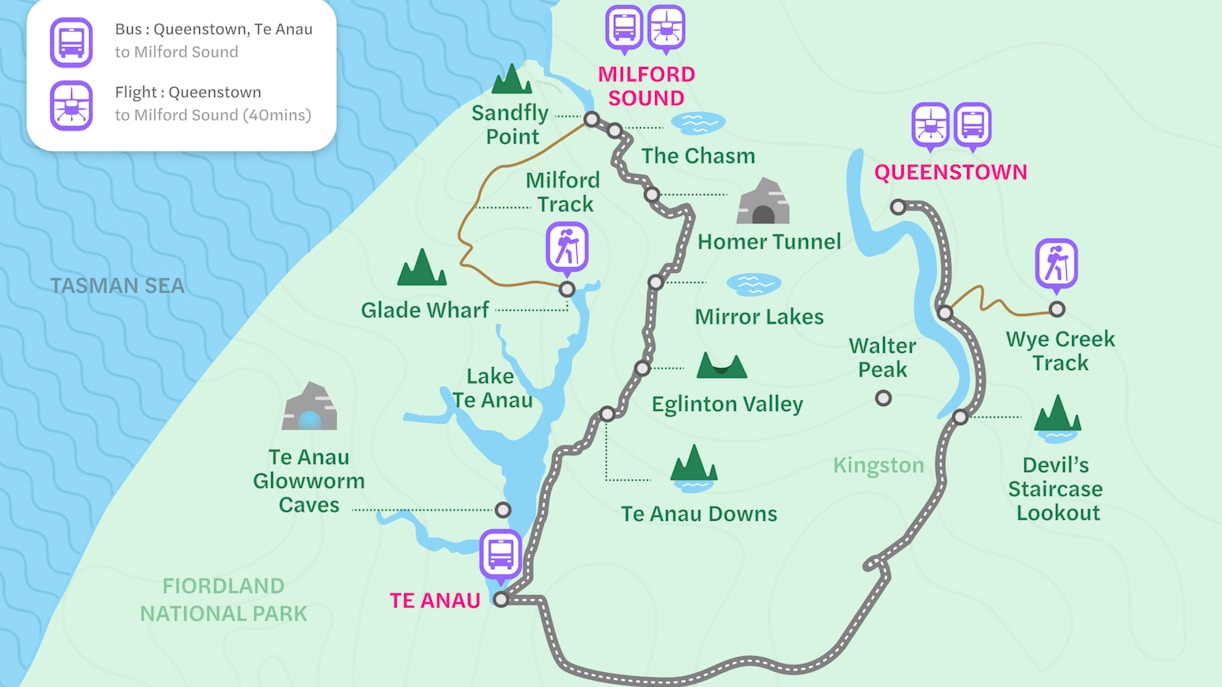 queenstown to milford sound route