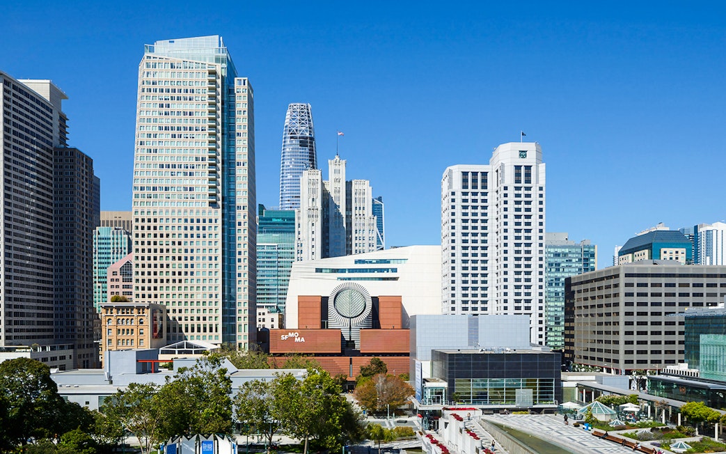 San Francisco Museum of Modern Art with city skyline in the background.