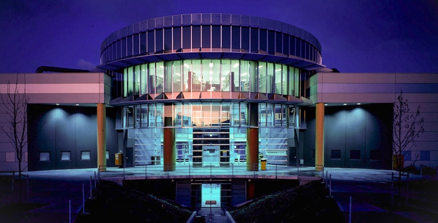 Scienceworks Museum exterior illuminated at night, Melbourne, Australia.