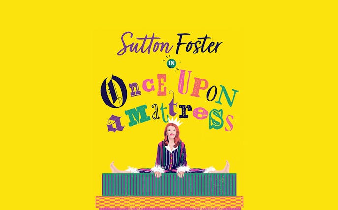 Once Upon a Mattress" colorful poster with performer on a bed.