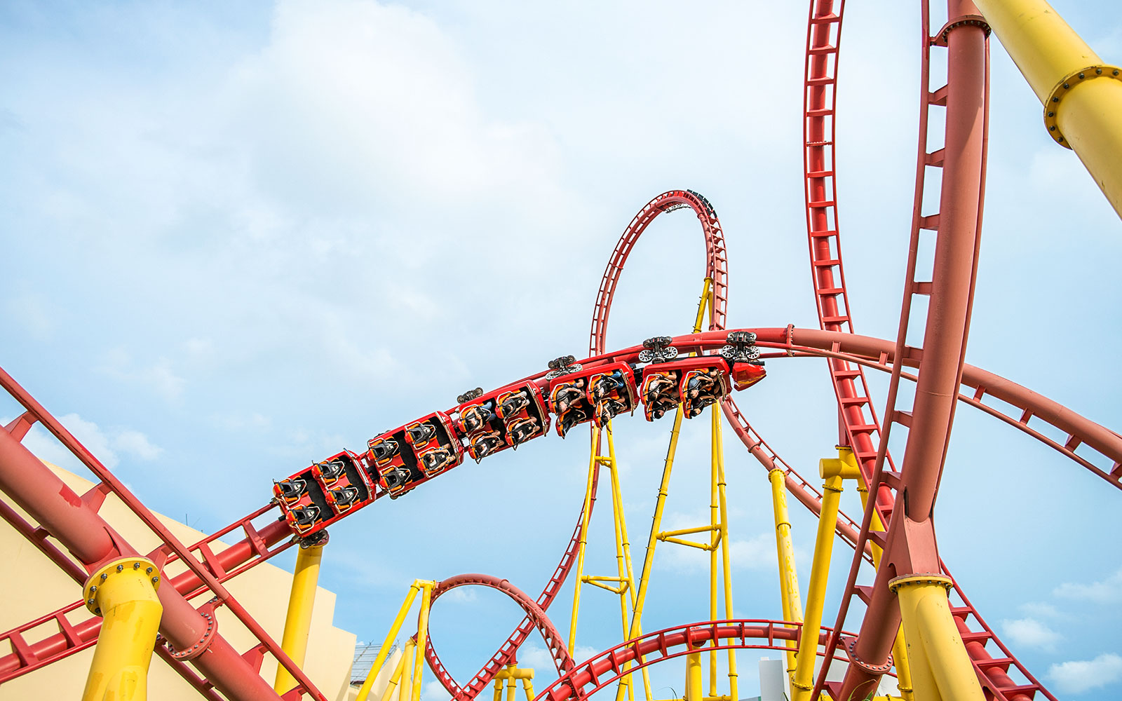 Rollercoaster with loops at VinWonders theme park.
