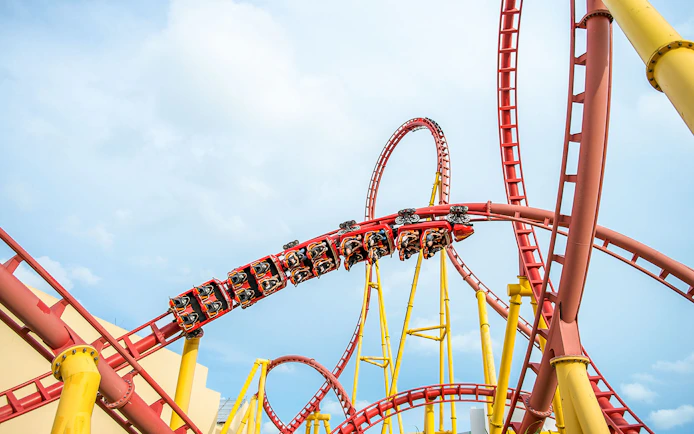 Rollercoaster with loops at VinWonders theme park.