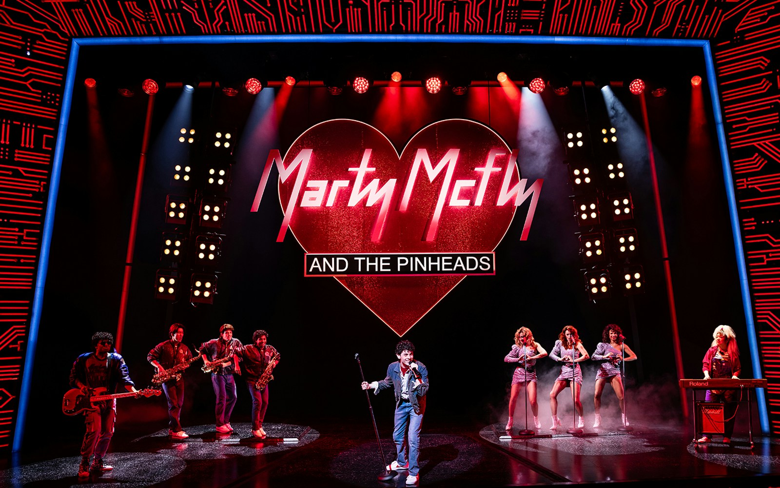 Stage performance of "Back to the Future the Musical" with band Marty McFly and the Pinheads.