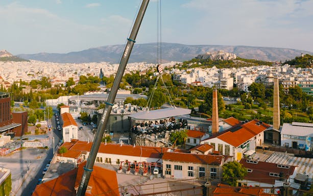 Dinner in the Sky experience with Acropolis view in Athens.