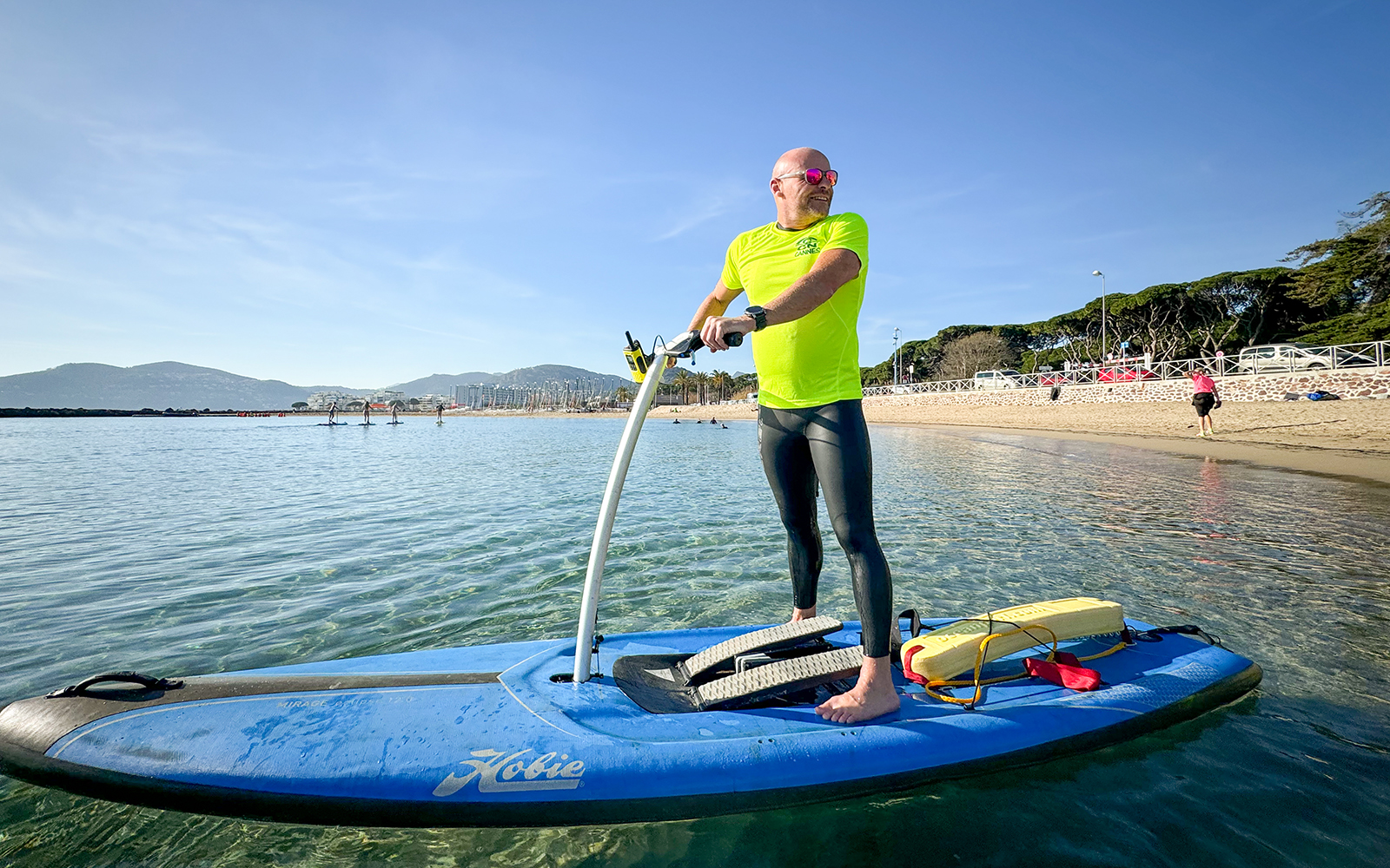 Man on paddleboard during Paddle Eclipse excursion in Théoule-sur-Mer, France.