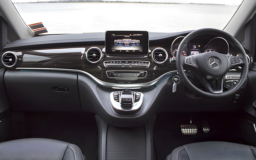 Mercedes interior for Auckland to Hobbiton Movie Set private tour transfer.