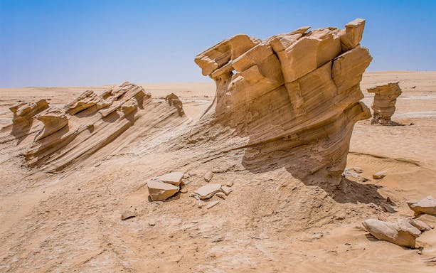 Rock formations in Al Wathba desert, Abu Dhabi.