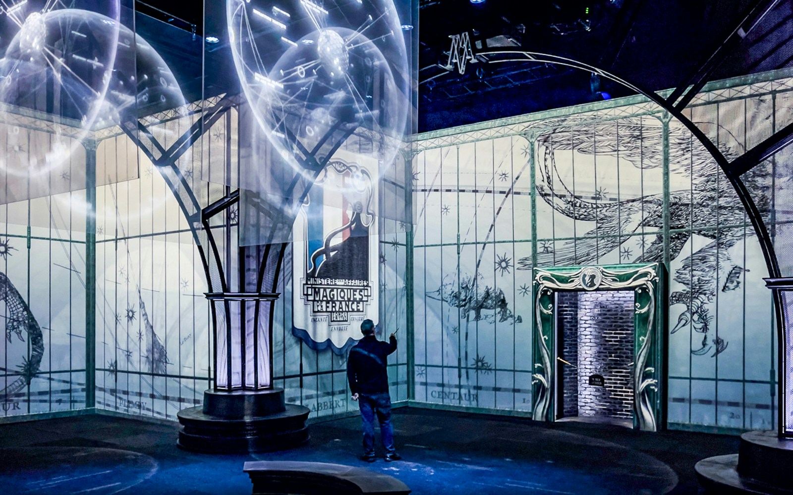 Ministry of Magic exhibit at Harry Potter Visions of Magic Tokyo with magical symbols.