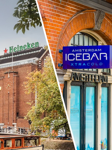 Heineken Brewery and Amsterdam Icebar entrance in Amsterdam.