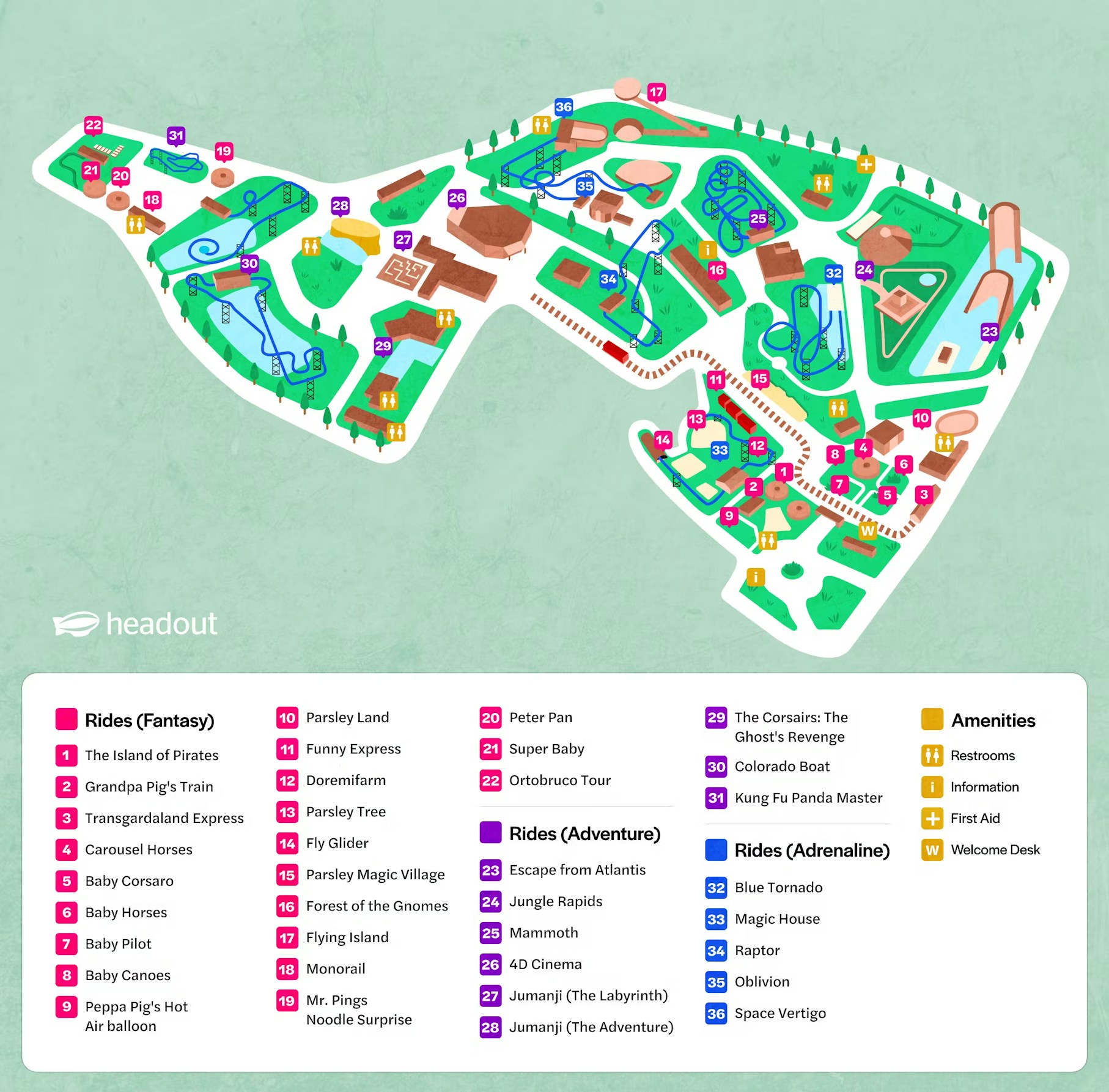 Get to your favorite rides with the Gardaland map.