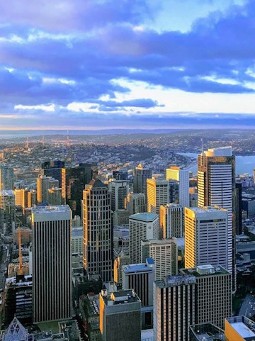 Seattle skyline view from Sky View Observatory.