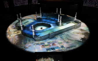 Model of the Sheikh Zayed Grand Mosque Centre at Light & Peace Museum exhibit.