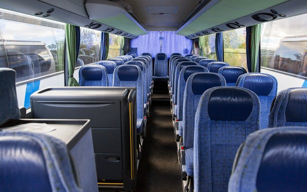 Interior of a Roma Linee bus for one-way travel from Rome Fiumicino Airport to Rome Tiburtina.