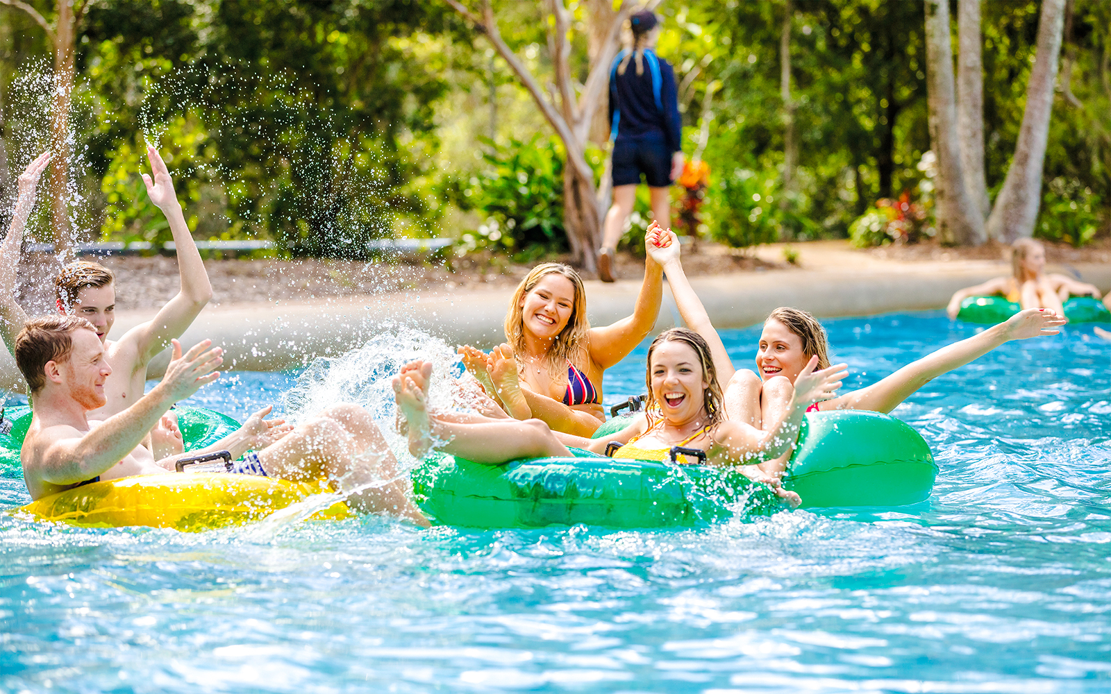 People enjoying a water ride at Calypso Bay, Wet n Wild, Gold Coast water park.