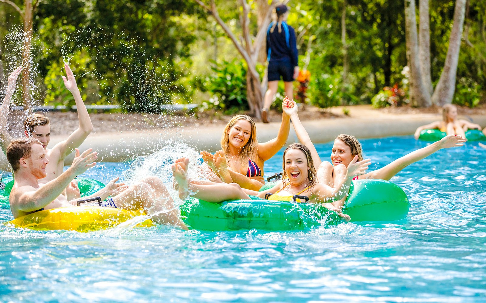 People enjoying a water ride at Calypso Bay, Wet n Wild, Gold Coast water park.