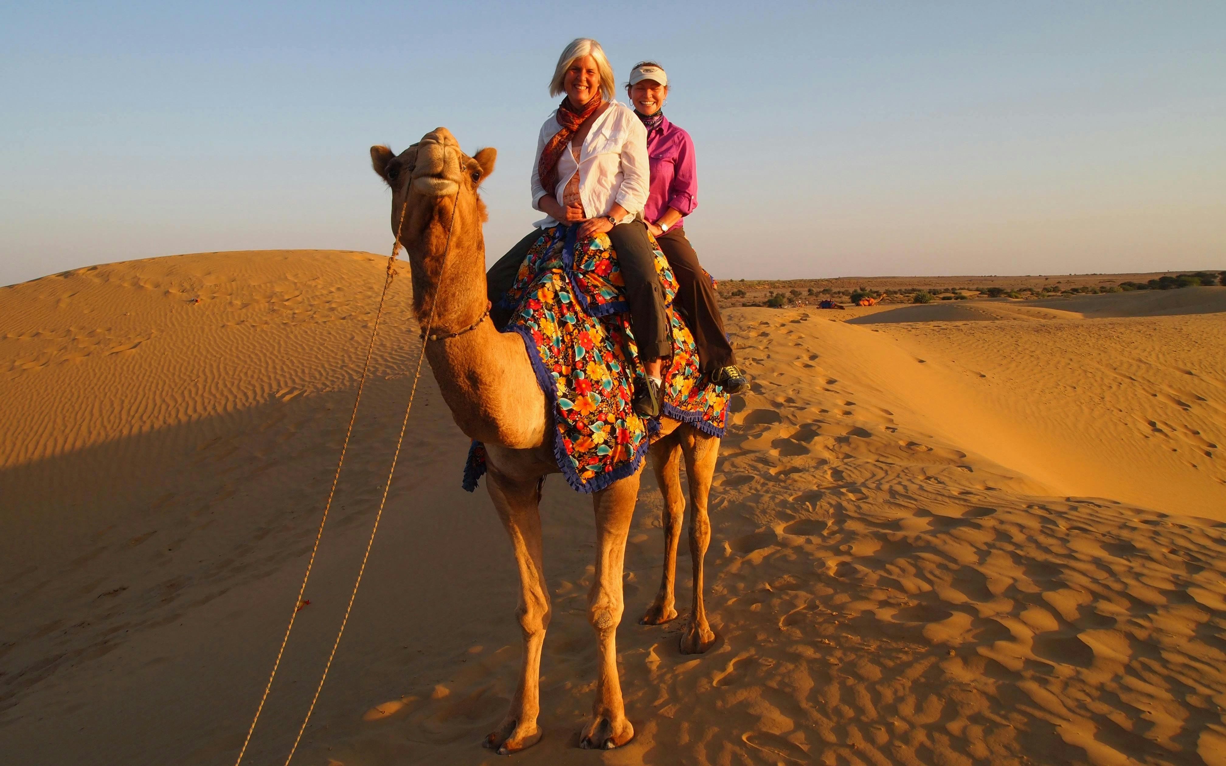 Camel ride in Agadir desert along Souss River.