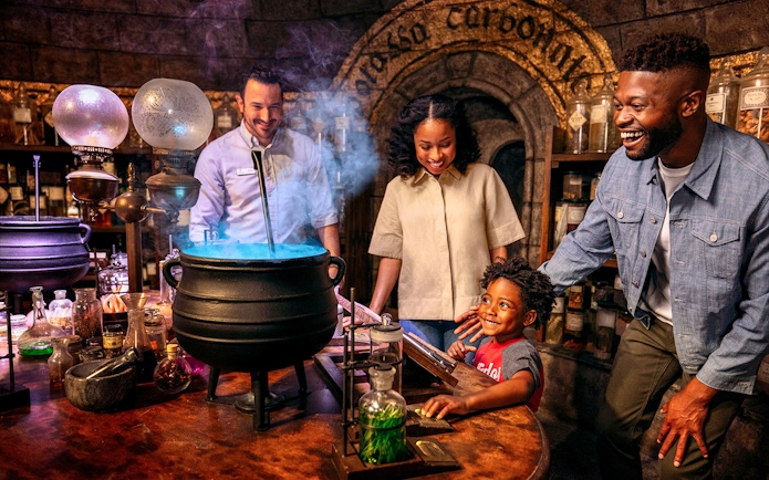 Family enjoying a magical potion-making experience in Los Angeles with Go City Explorer Pass.