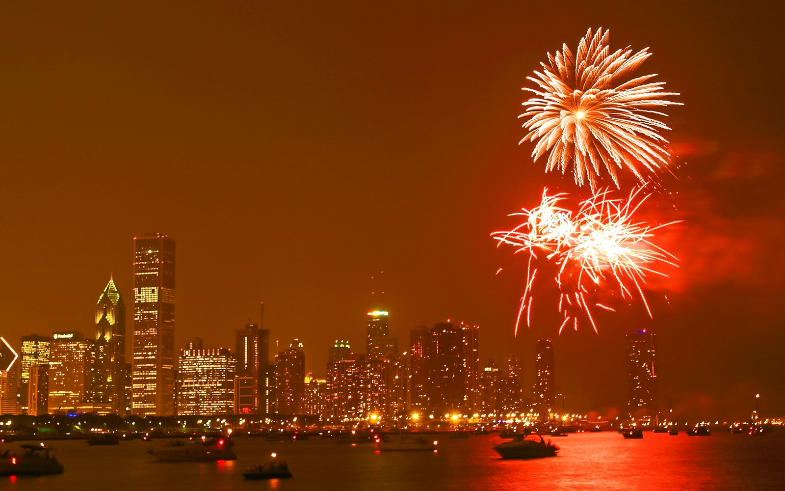 Seasonal fireworks from Navy Pier