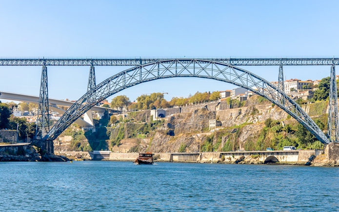 Ponte da Arrábida view during Douro River cruise in Porto, Portugal.