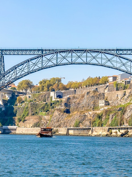 Ponte da Arrábida view during Douro River cruise in Porto, Portugal.