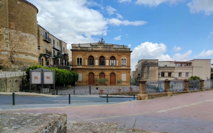 Teatro Garibaldi facade in Piazza Garibaldi, historic center of Piazza Armerina.