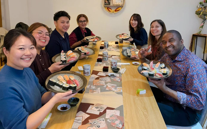 Asakusa Tokyo Sushi Making Class : Sake Ceremony & Whisk Matcha